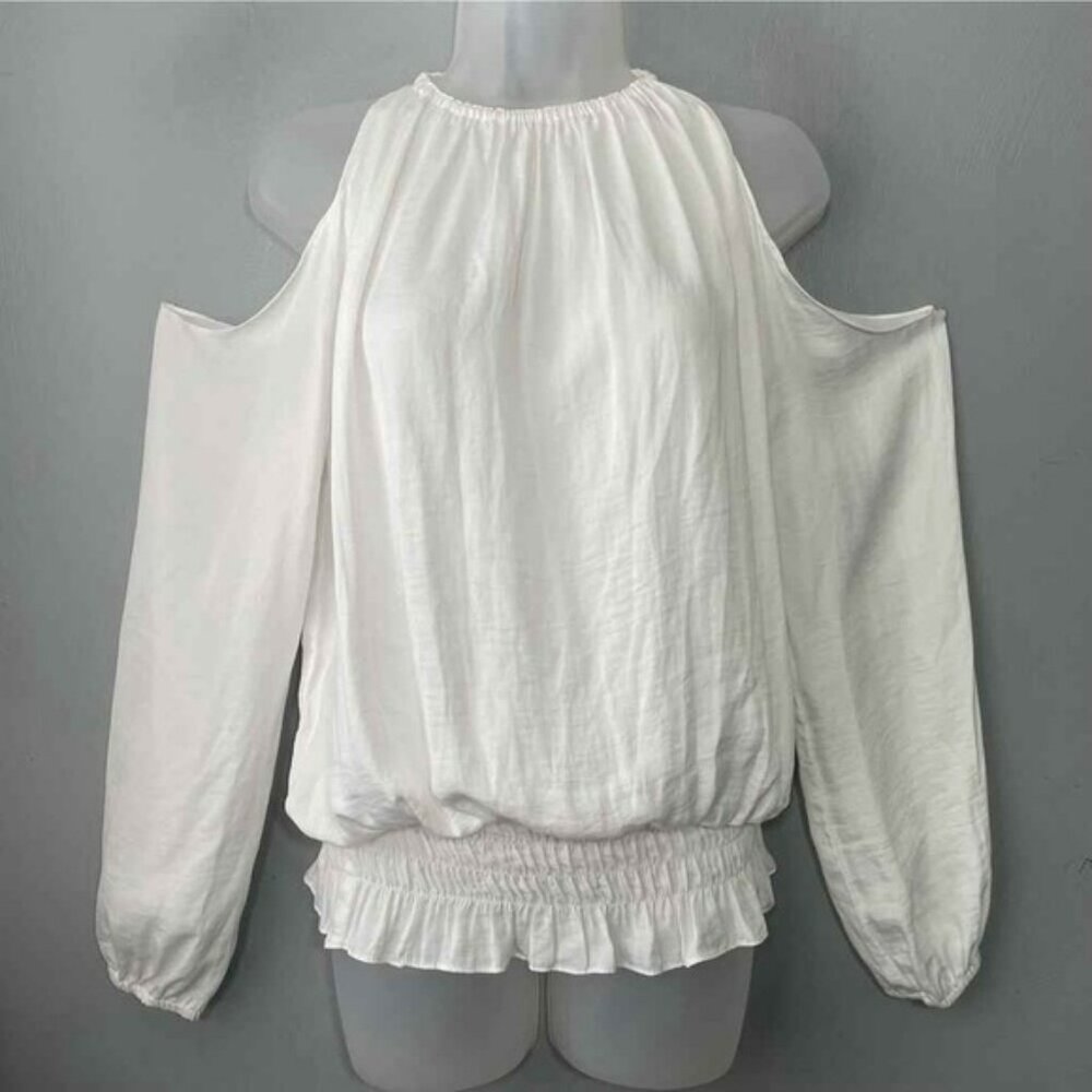 Elegant White Cold Shoulder Women's Top